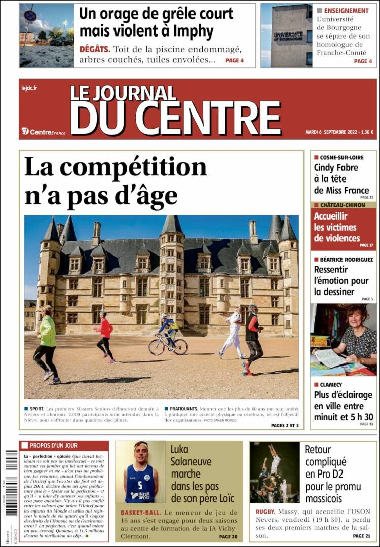 Portada de Le Journal du Centre (Francia)