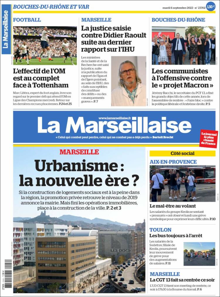 Portada de La Marseillaise (Francia)