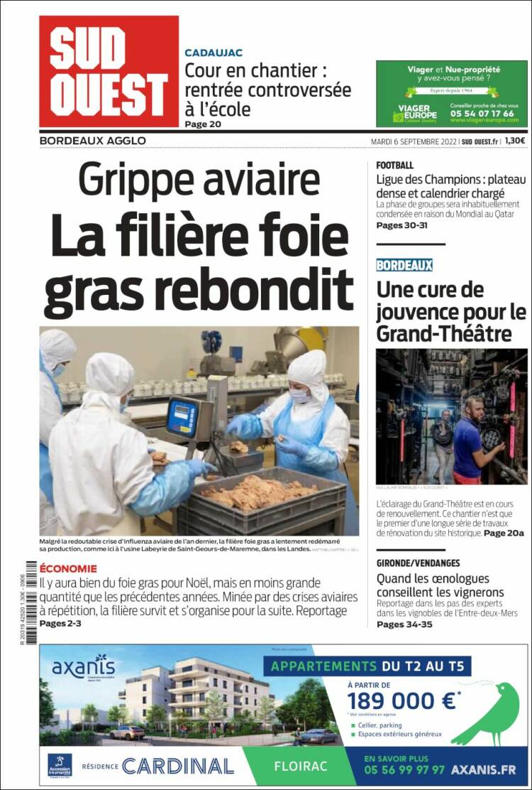 Portada de Sud Ouest (Francia)