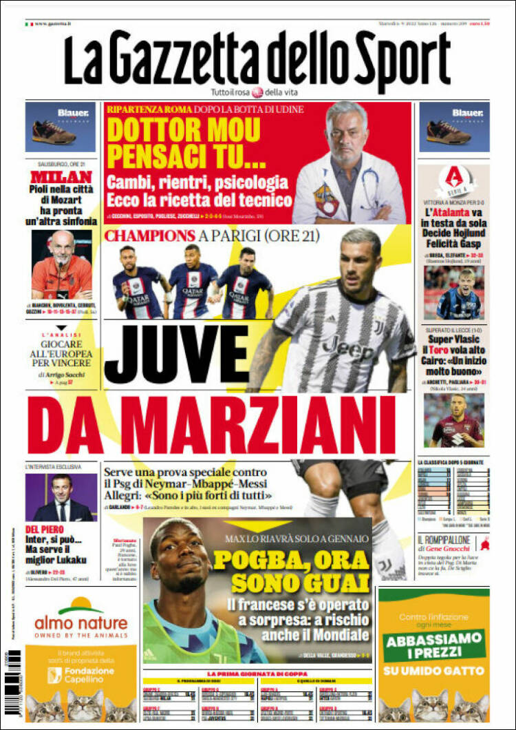 Portada de La Gazzetta dello Sport (Italia)