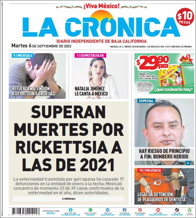 Portada de La Crónica de Baja California (M&eacute;xico)