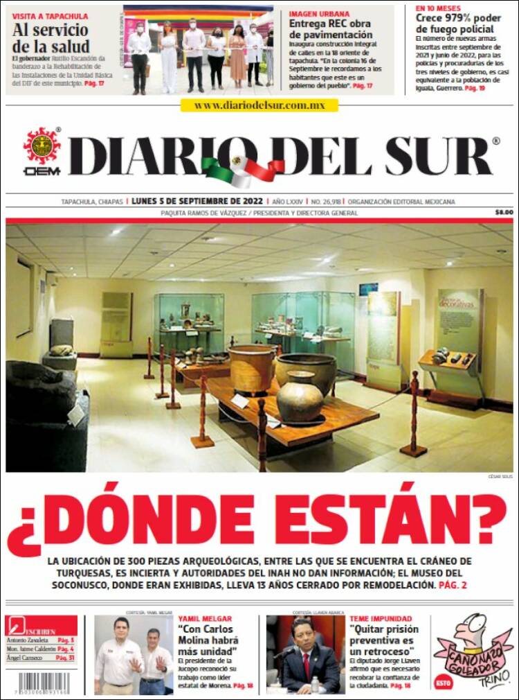 Portada de El Diario del Sur (M&eacute;xico)
