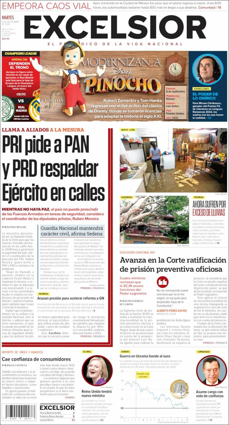 Portada de Excelsior (M&eacute;xico)