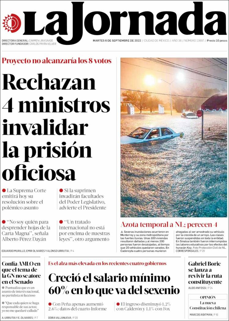 Portada de La Jornada (M&eacute;xico)