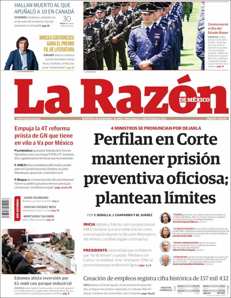 Portada de La Razón (M&eacute;xico)