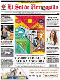 Portada de El Sol de Hermosillo (M&eacute;xico)