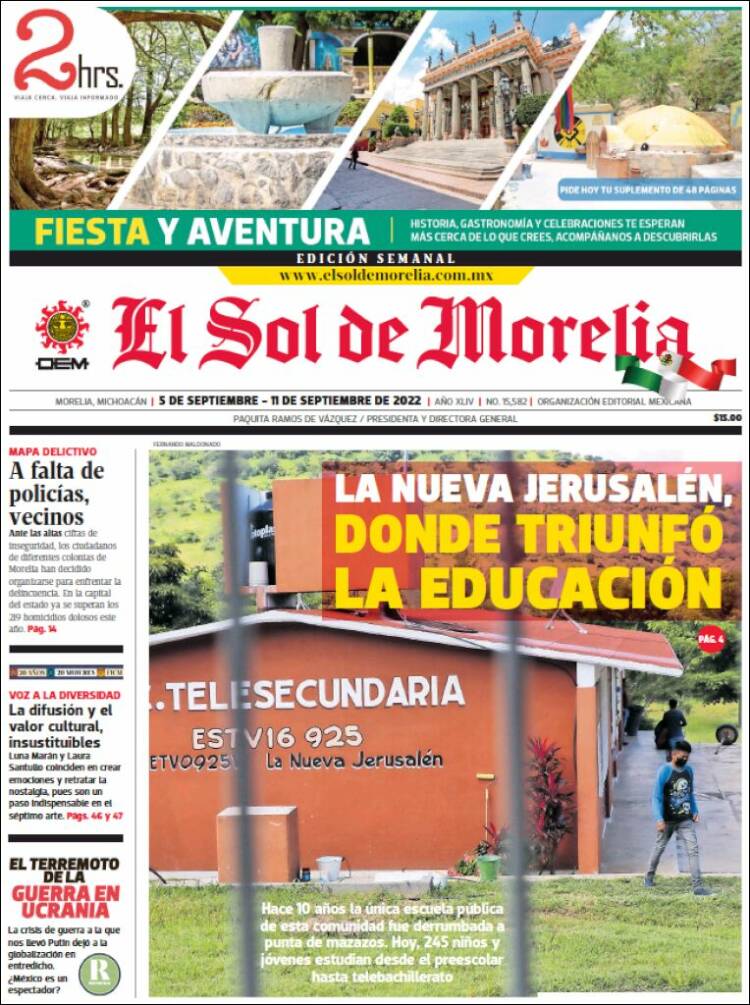 Portada de El Sol de Morelia (M&eacute;xico)