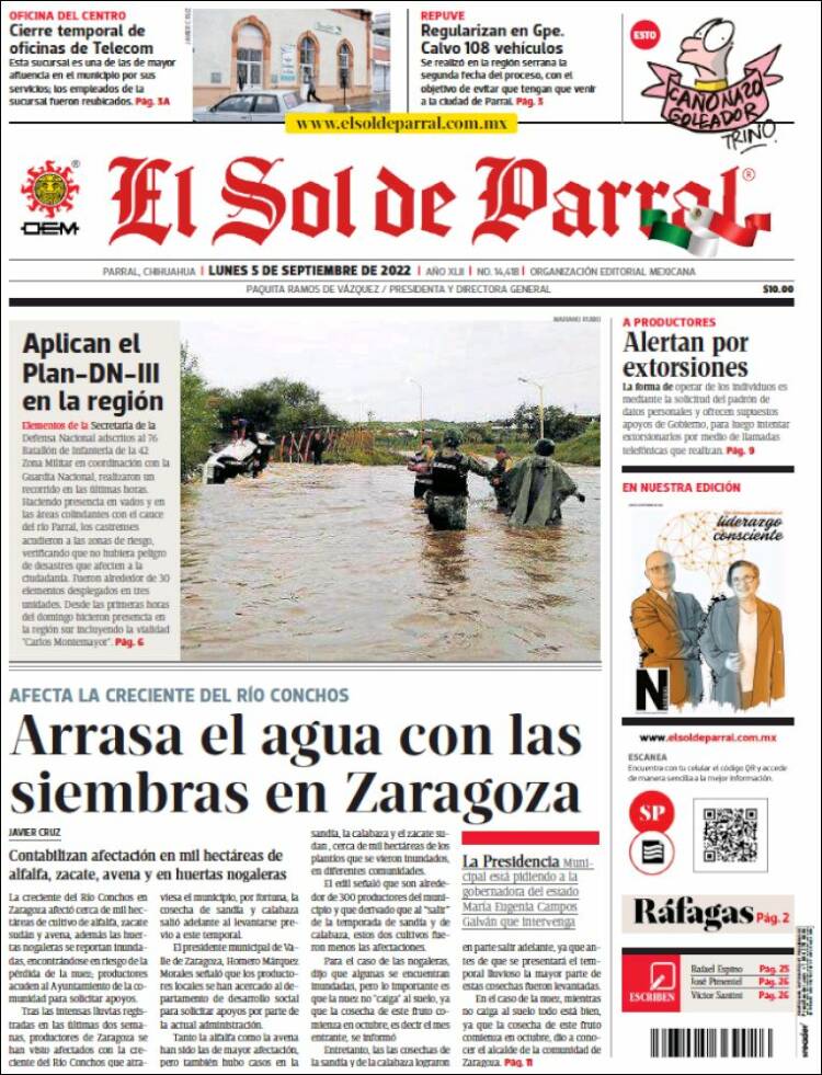 Portada de El Sol de Parral (M&eacute;xico)