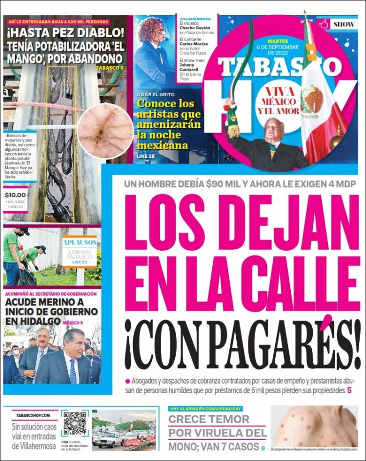 Portada de Tabasco Hoy (M&eacute;xico)
