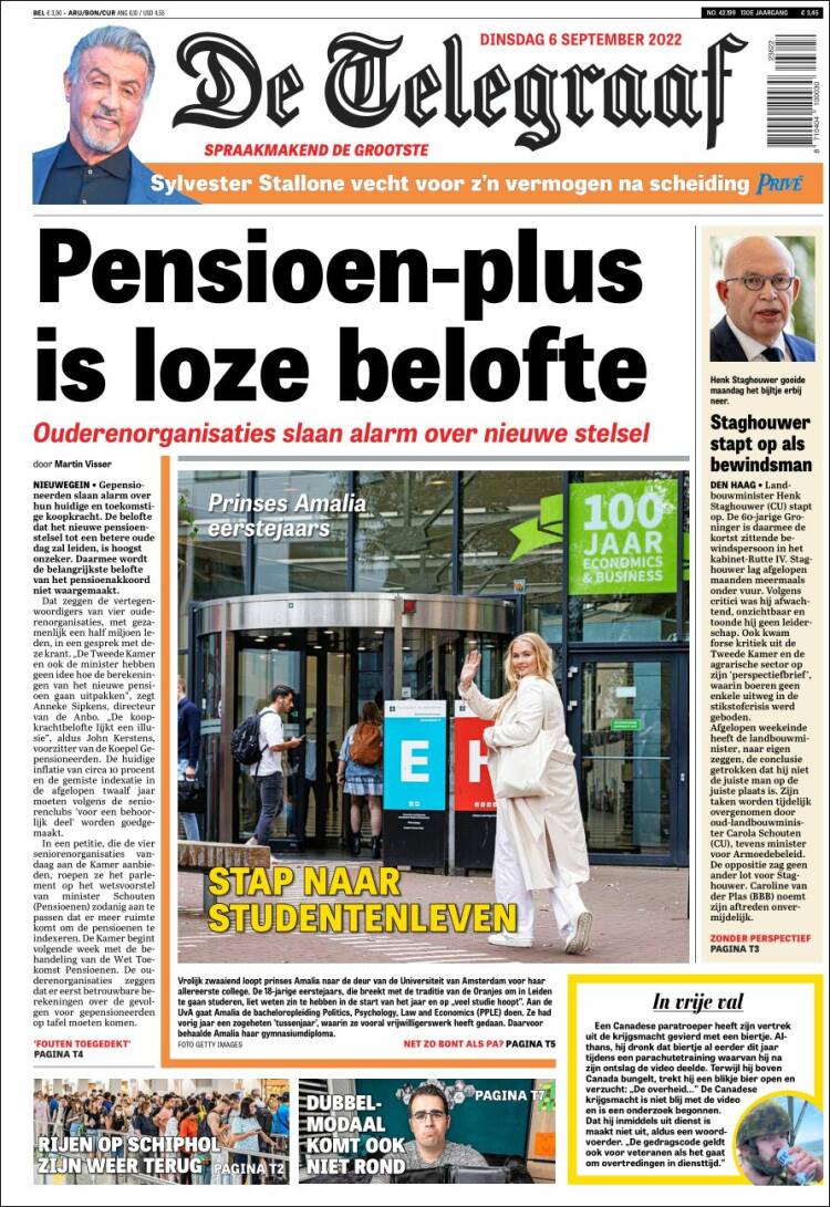 Portada de De Telegraaf (Pa&iacute;ses Bajos)