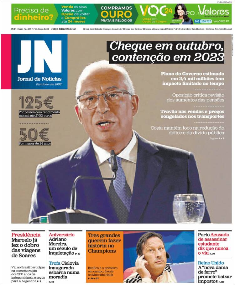 Portada de Jornal de Notícias (Portugal)