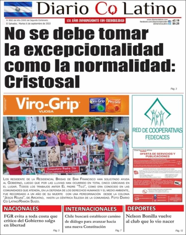 Portada de Diario Co Latino (El Salvador)