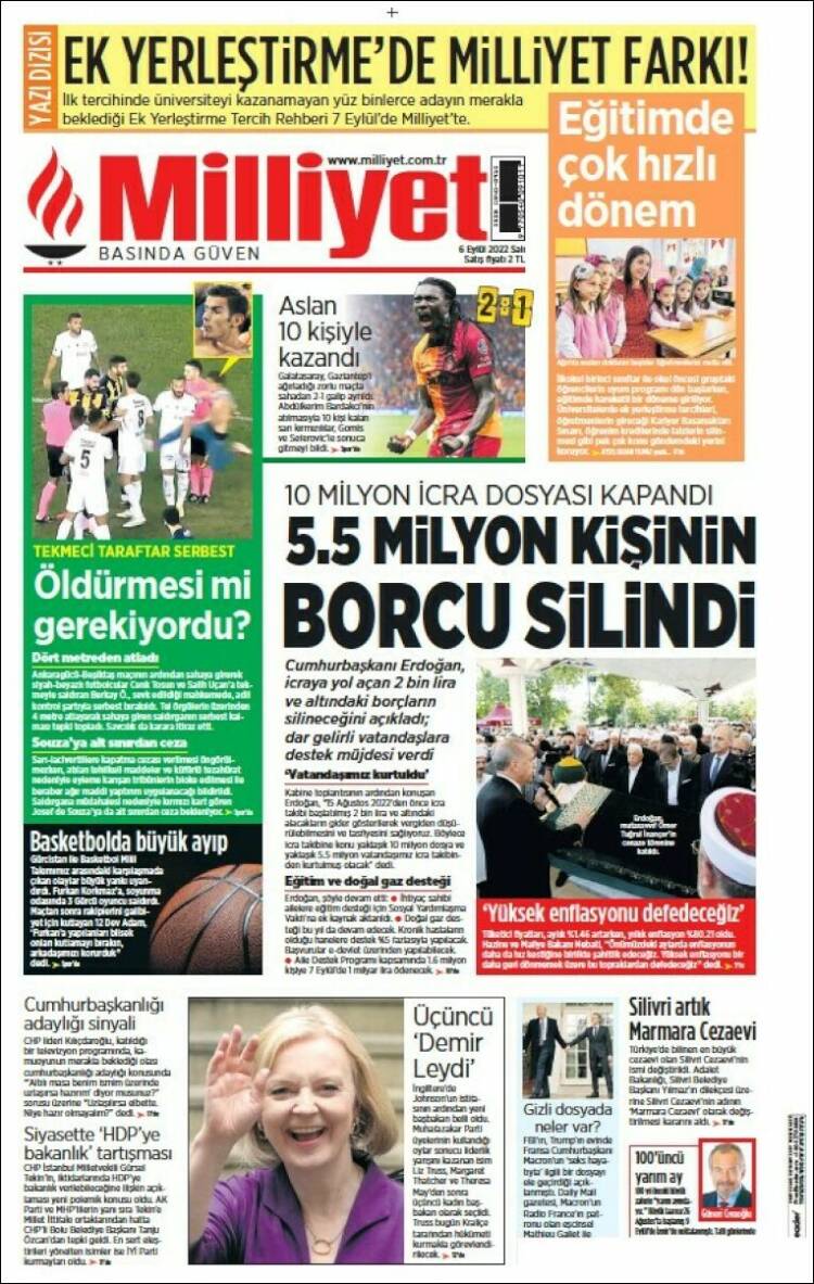 Portada de Milliyet (Turqu&iacute;a)