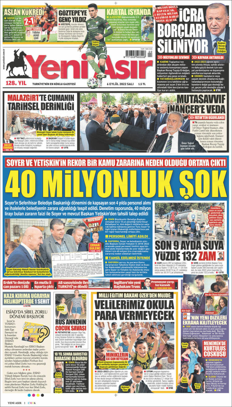 Portada de Yeni Asır (Turqu&iacute;a)