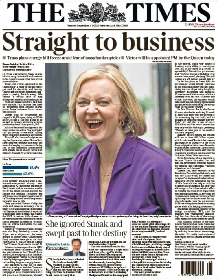 Portada de The Times (Reino Unido)