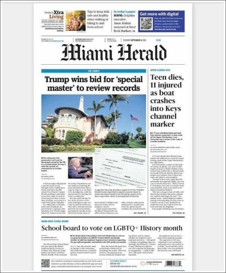 Portada de Miami Herald (USA)