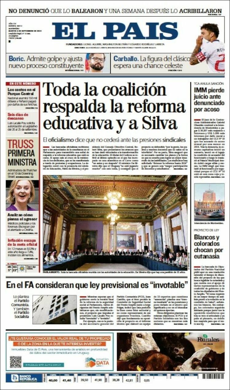 Portada de El País (Uruguay)