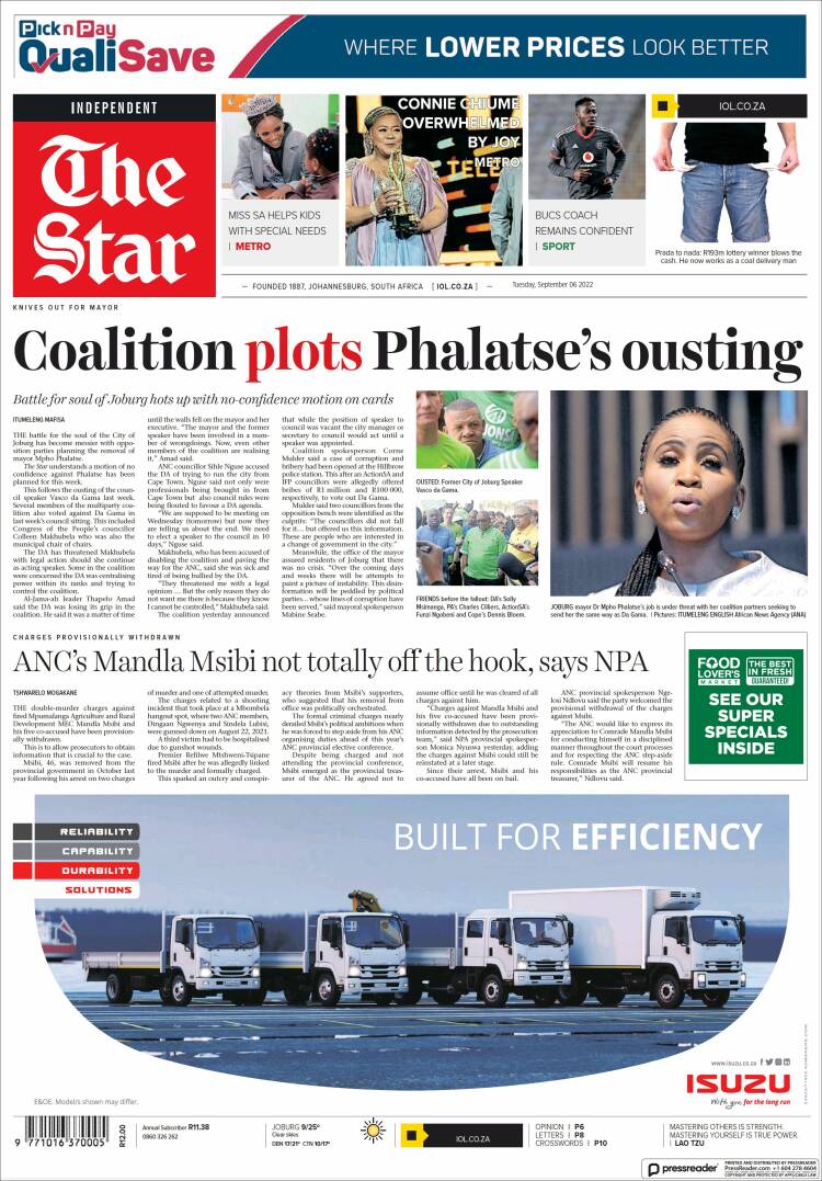 Portada de The Star (Sud&aacute;frica)