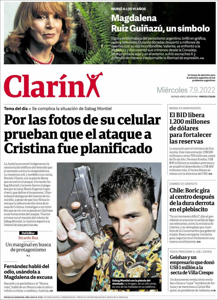 Portada de Clarín (Argentina)