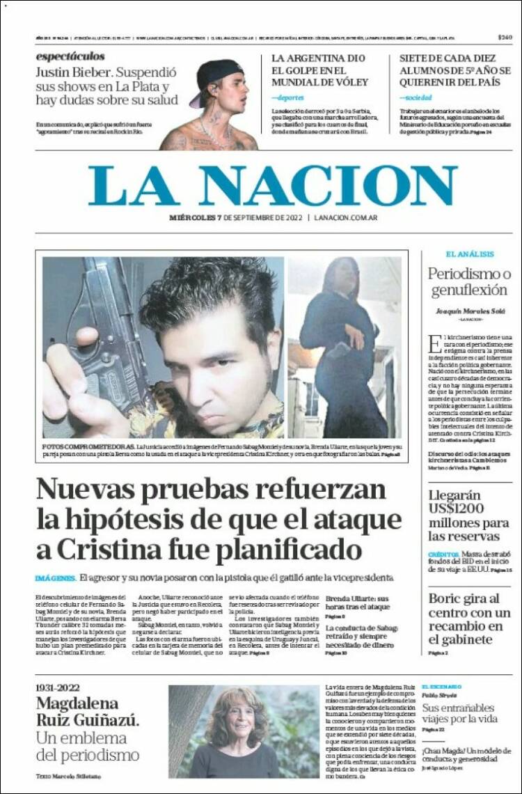 Portada de La Nación (Argentina)
