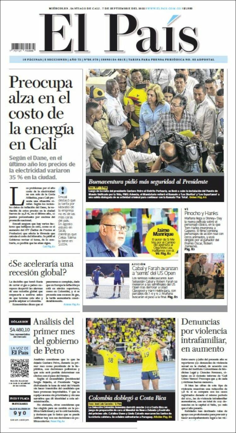 Portada de El País - Cali (Colombia)