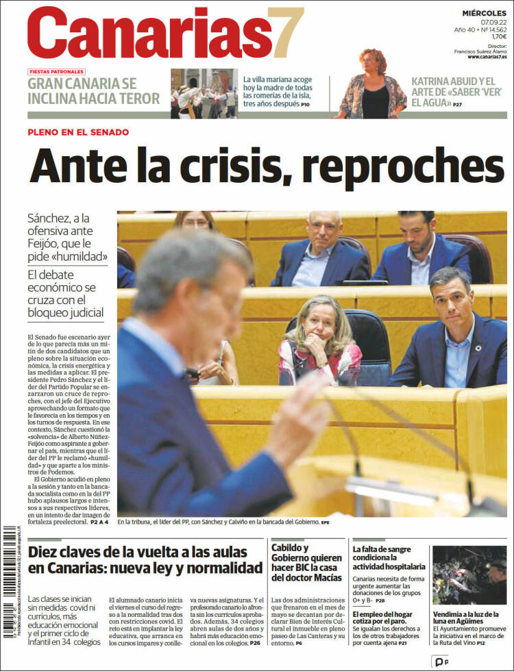 Portada de Canarias 7 (España)