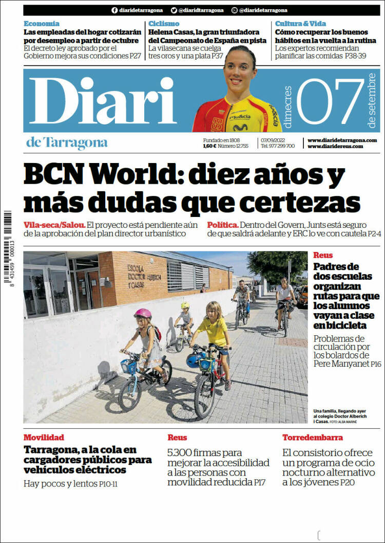 Portada de Diari de Tarragona (España)