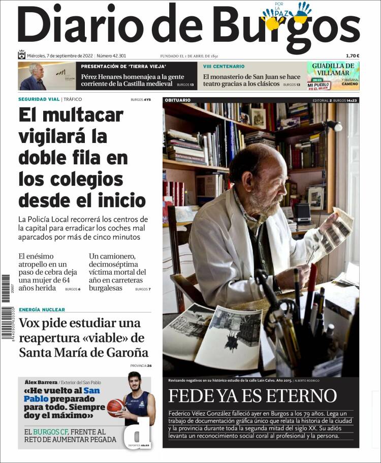 Portada de Diario de Burgos (España)