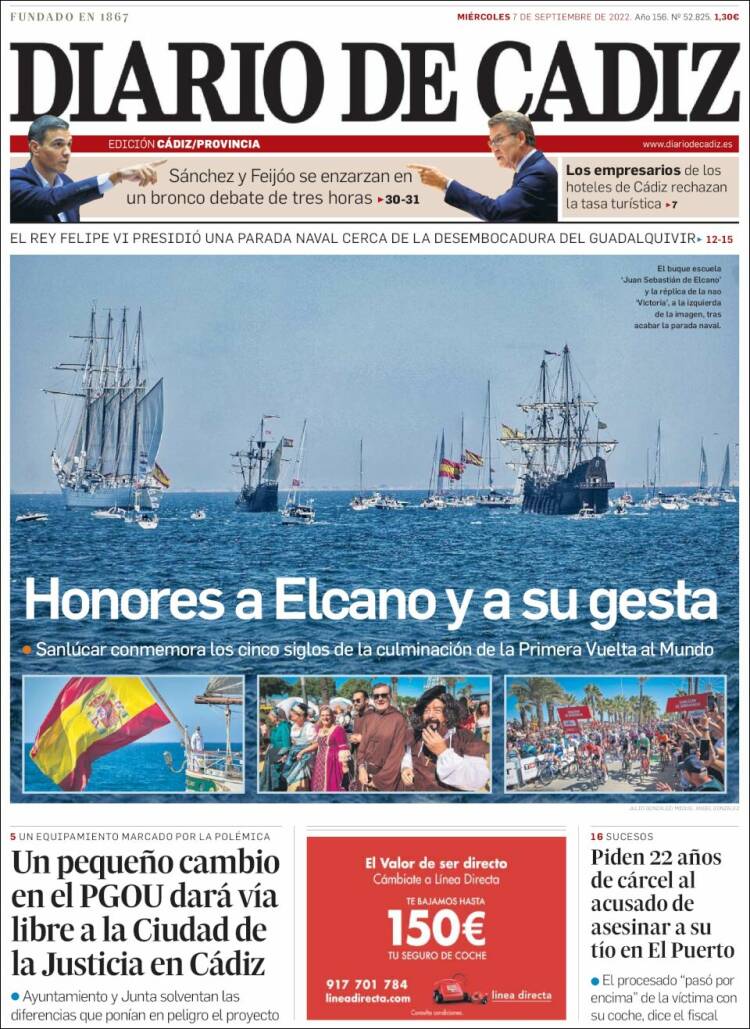 Portada de Diario de Cádiz (España)