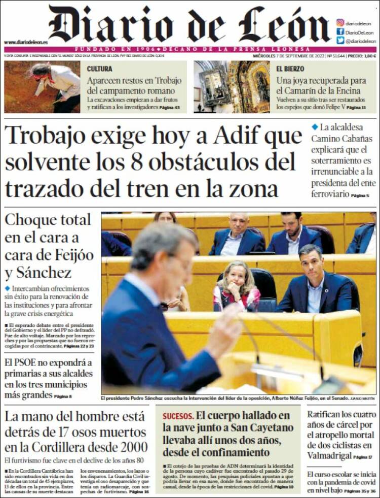 Portada de Diario de León (España)