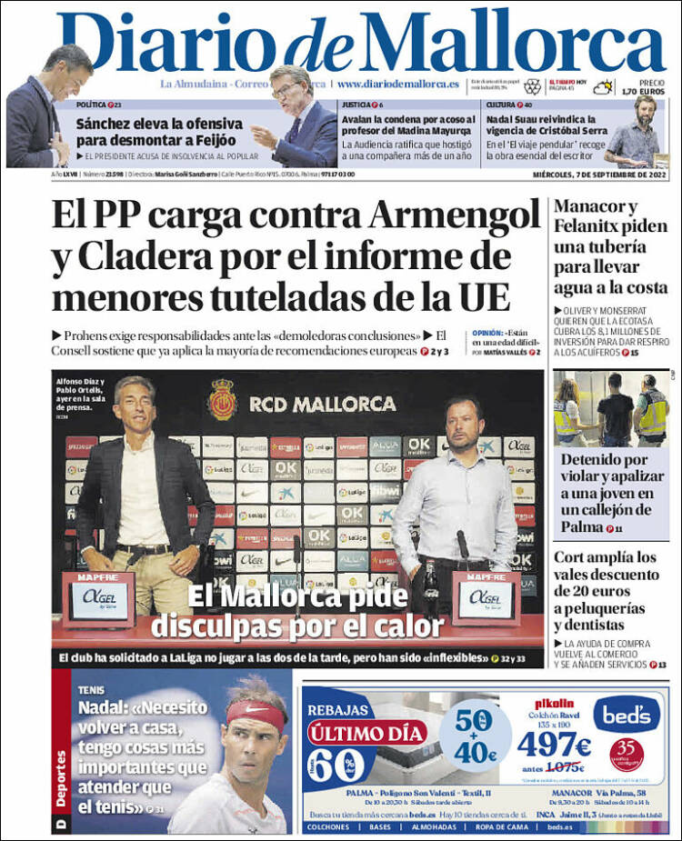 Portada de Diario de Mallorca (España)
