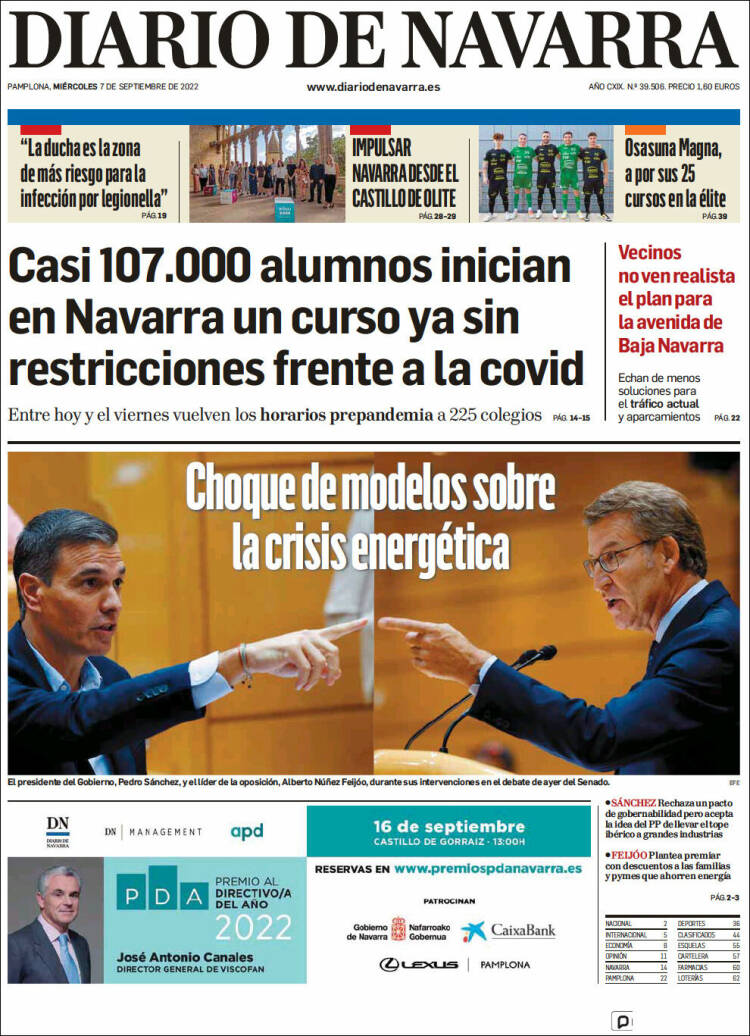 Portada de Diario de Navarra (España)