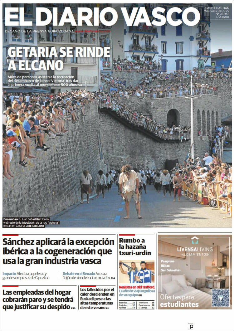 Portada de Diario Vasco (España)