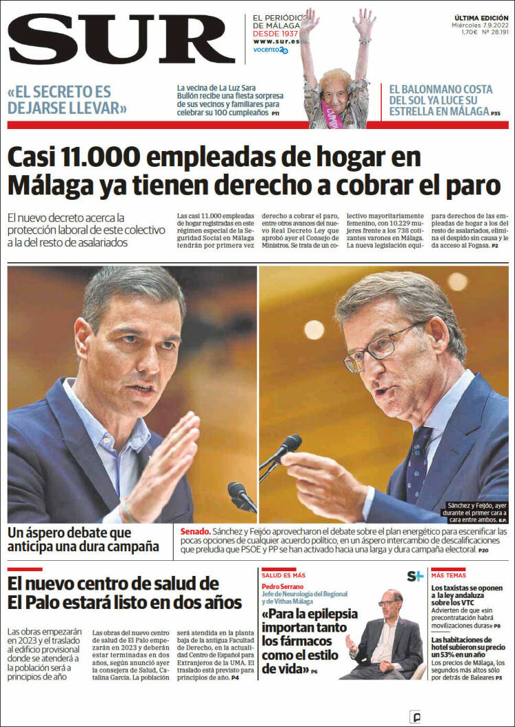 Portada de Diario el Sur (España)