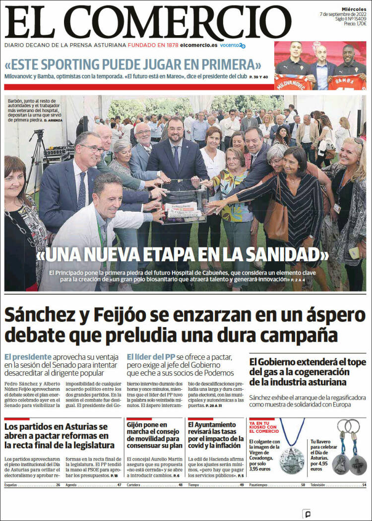 Portada de El Comercio - Gijón (España)