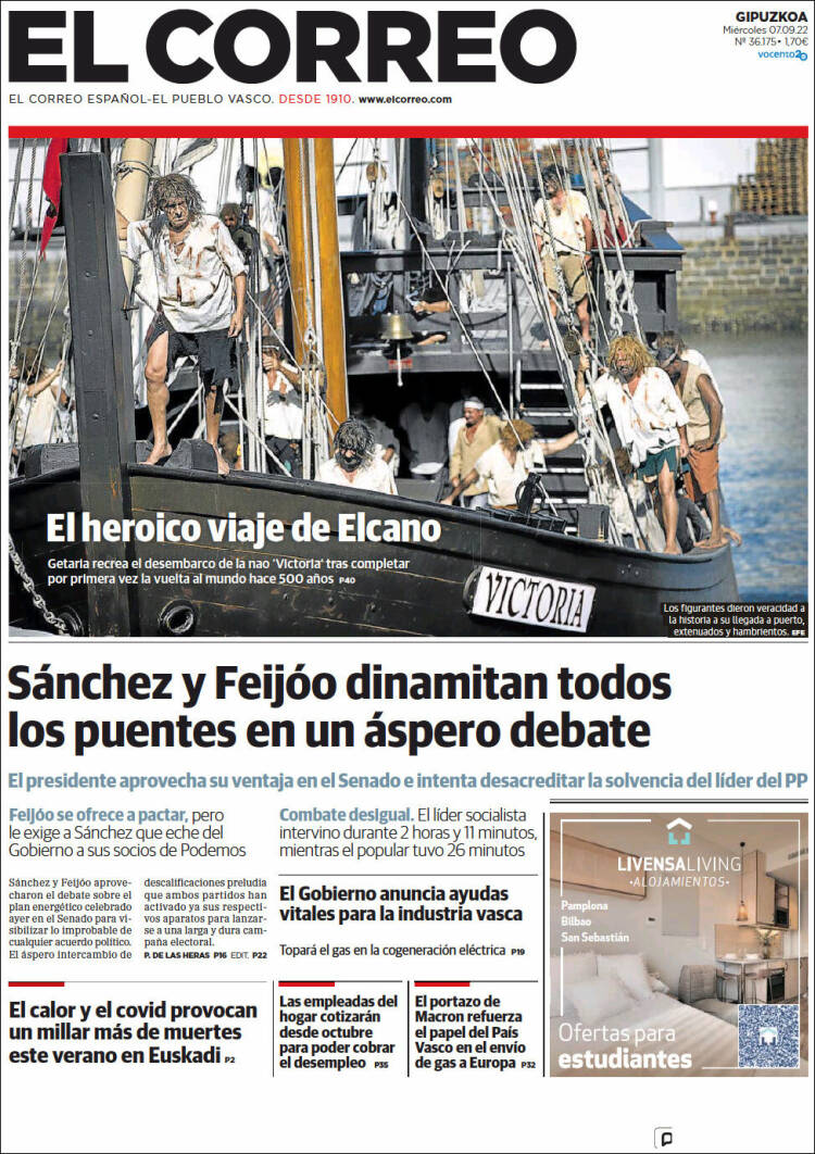 Portada de El Correo - Guipuzcoa (España)
