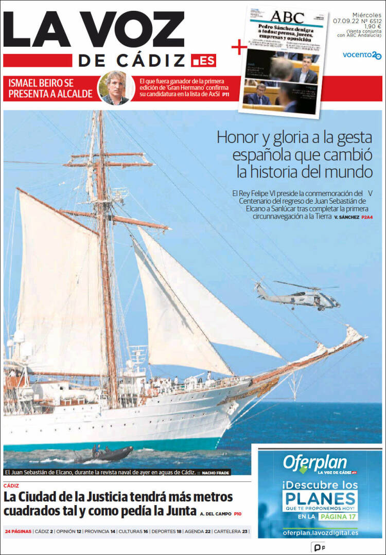 Portada de La Voz de Cádiz (España)