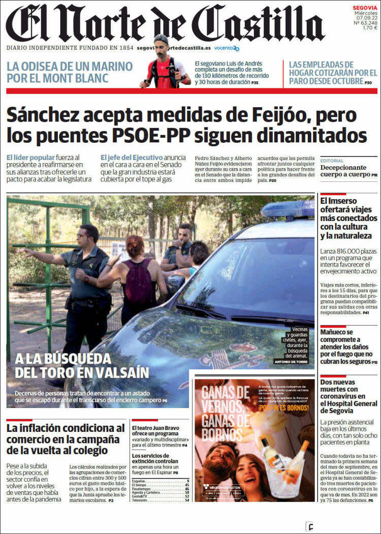 Portada de Norte de Castilla - Segovia (España)