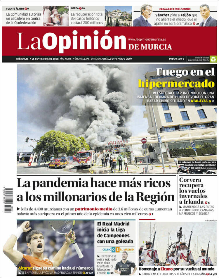 Portada de La Opinión de Murcia (España)