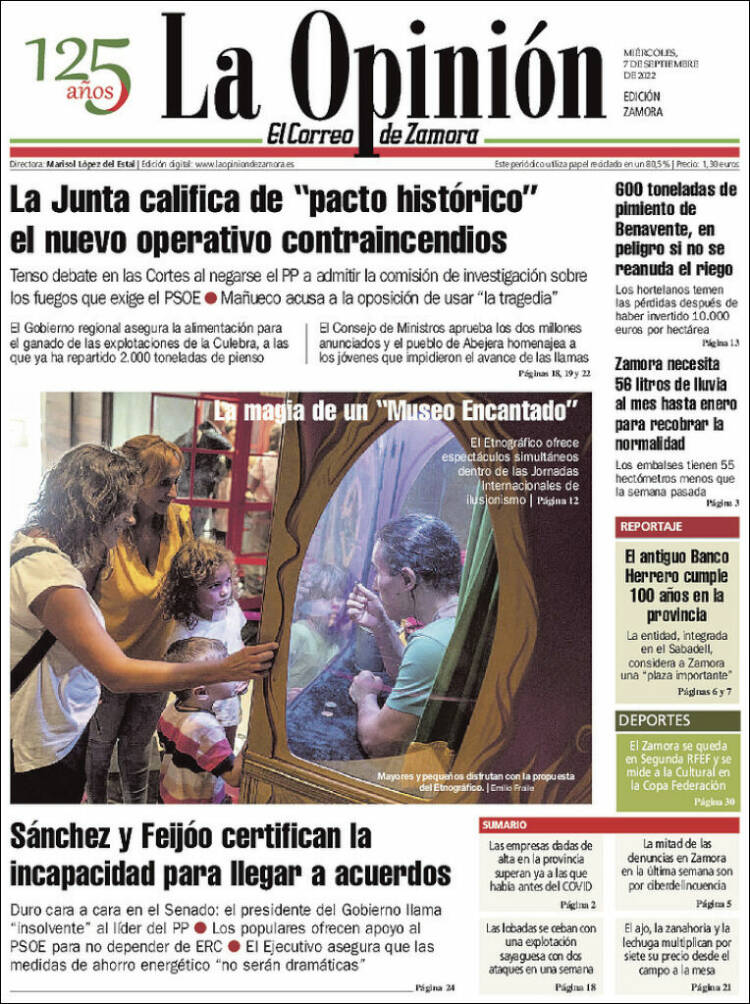 Portada de La Opinión - El Correo de Zamora (España)