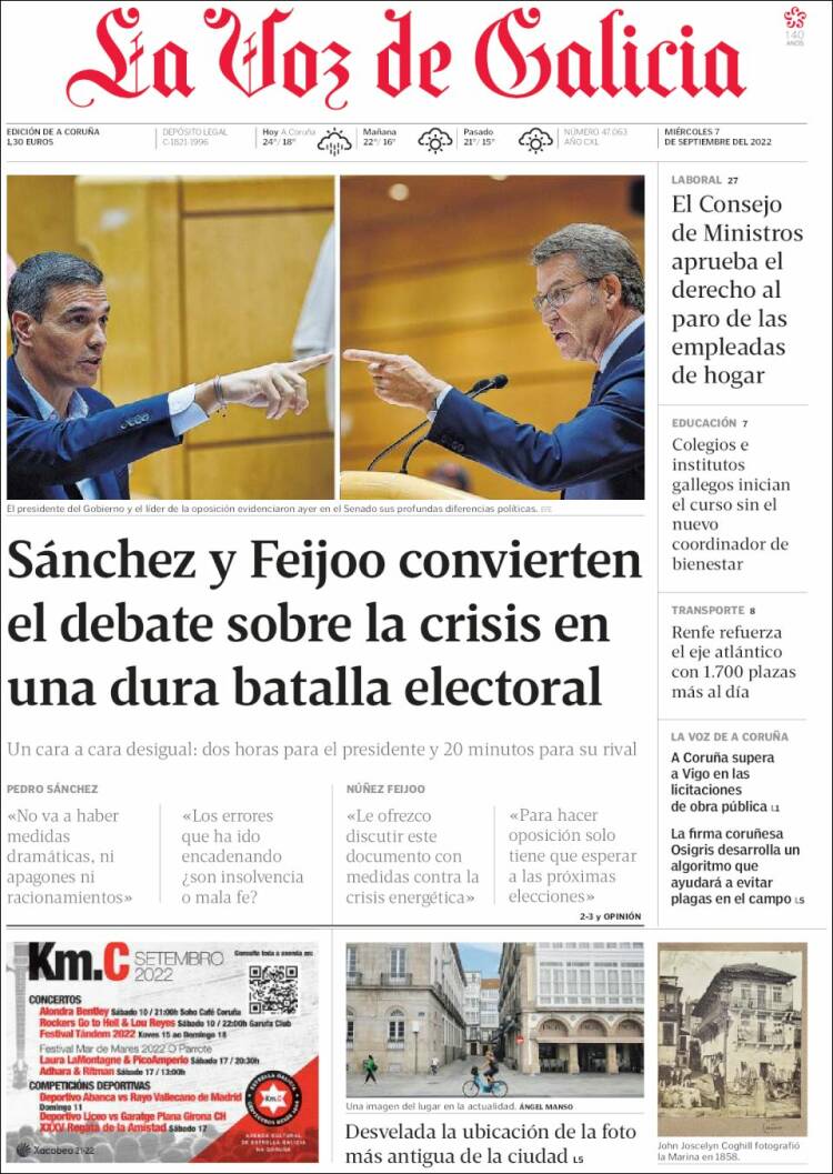 Portada de La Voz de Galicia (España)