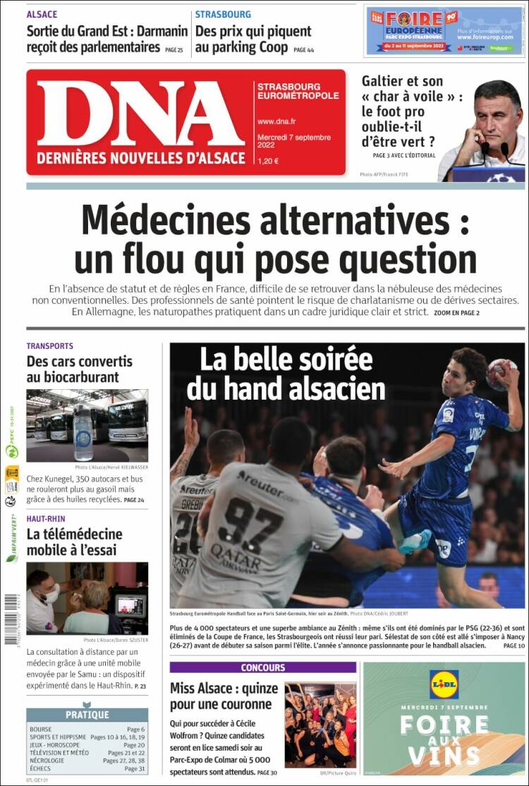 Portada de Les Dernières Nouvelles d'Alsace (France)