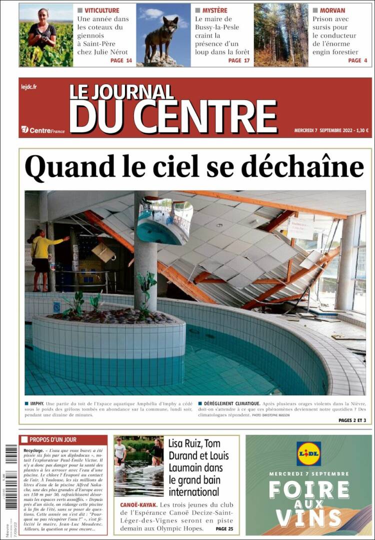 Portada de Le Journal du Centre (France)
