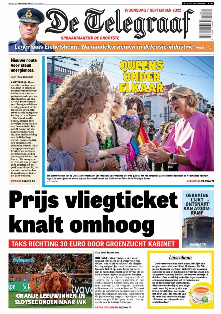 Portada de De Telegraaf (Pays-Bas)
