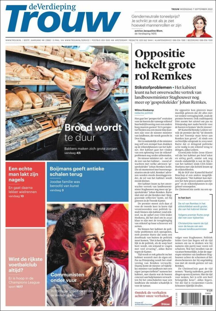Portada de Trouw (Pays-Bas)