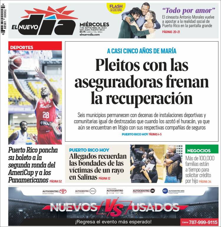 Portada de El Nuevo Día (Puerto Rico)