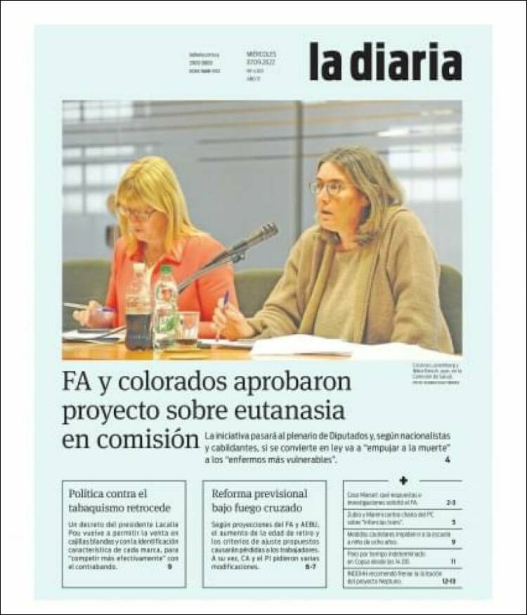 Portada de La Diaria (Uruguay)