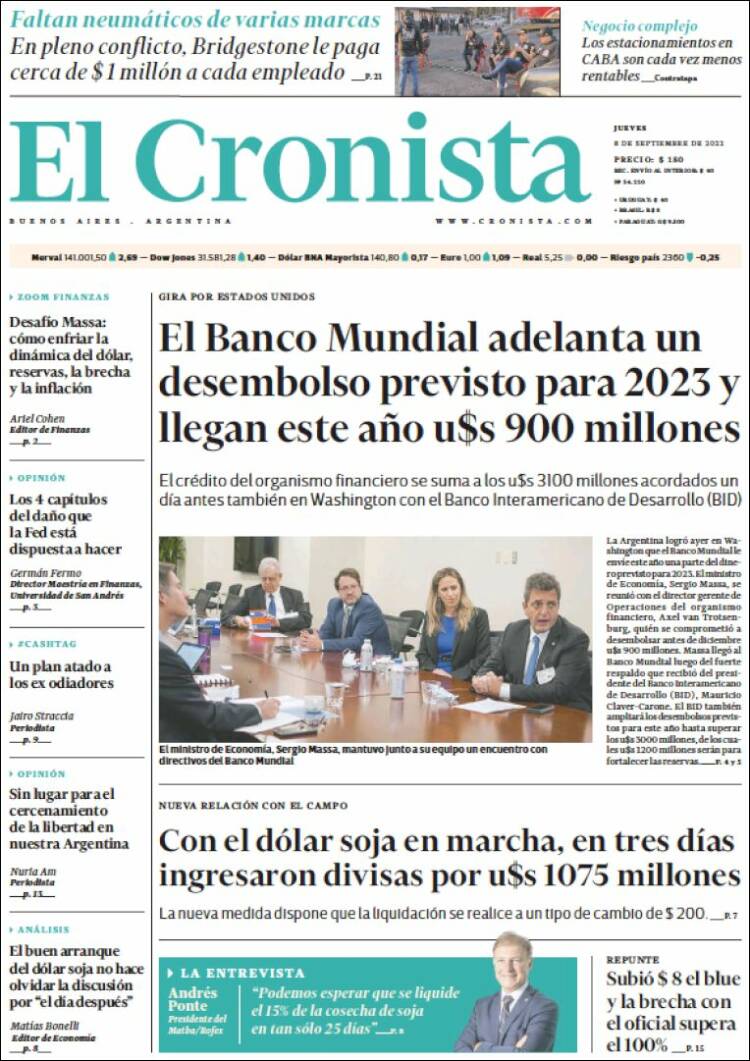 Portada de El Cronista Comercial (Argentina)