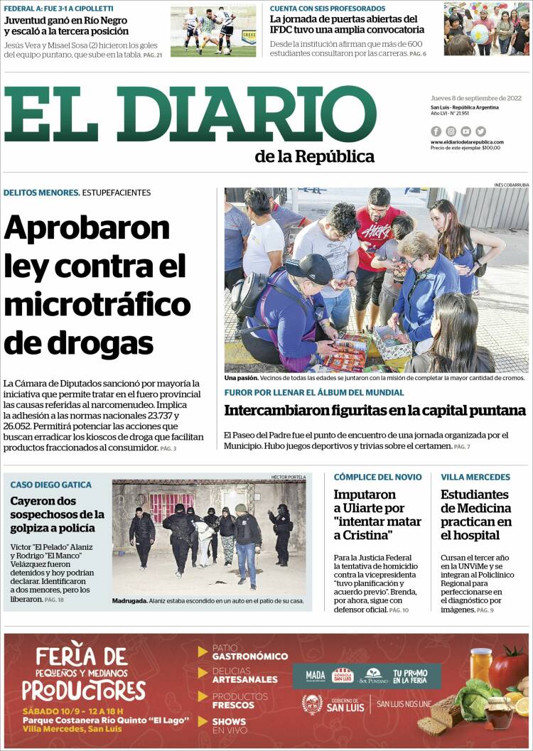 Portada de Diario de la República (Argentina)