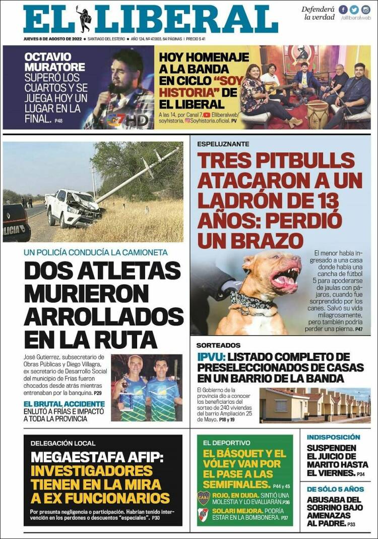 Portada de Diario El Liberal (Argentina)